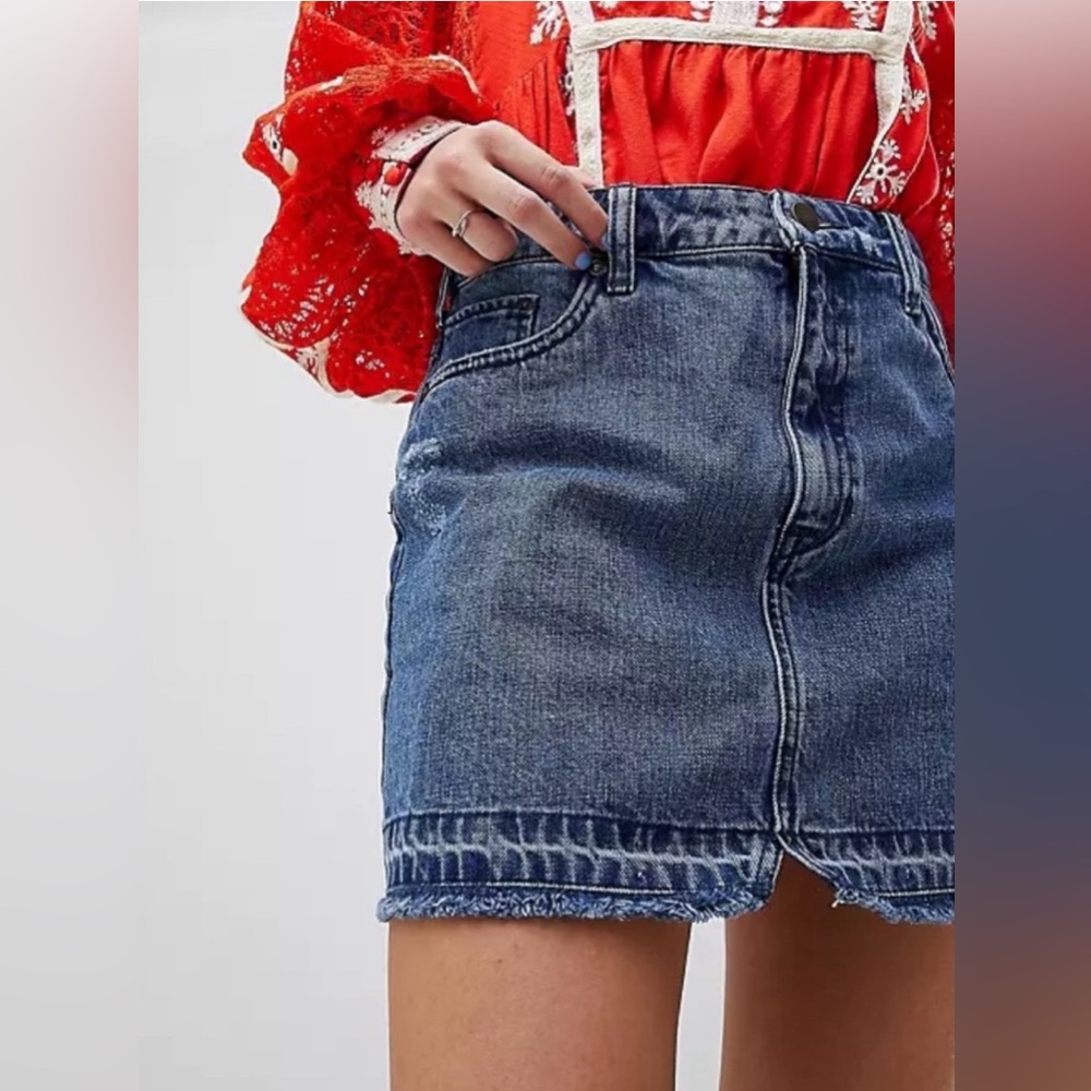 Free People Step Up Denim Mini Skirt size 6